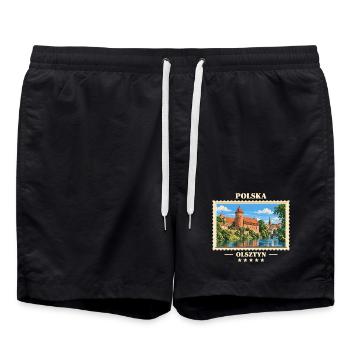 Polska Olsztyn Vintage Reisemarke - Badeshorts - Schwarz - Vorne - AI Model Male 185 light (185cm)
