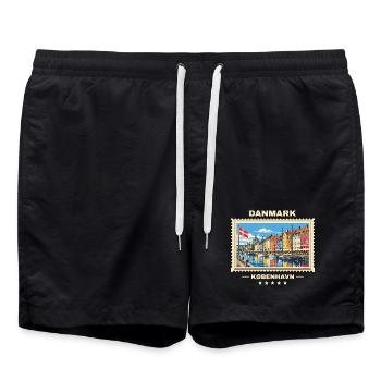 Danmark København Vintage Reisemarke - Badeshorts - Schwarz - Vorne - AI Model Male 185 light (185cm)