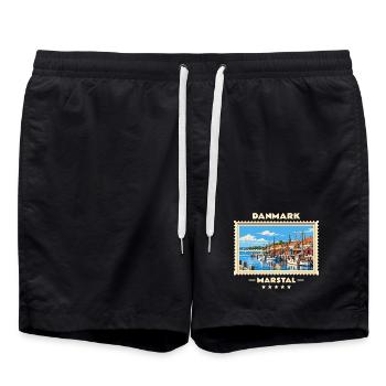 Danmark Marstal Vintage Reisemarke - Badeshorts - Schwarz - Vorne - AI Model Male 185 light (185cm)
