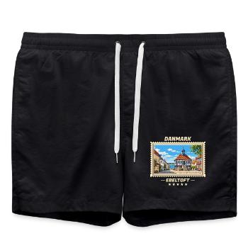 Danmark Ebeltoft Vintage Reisemarke - Badeshorts - Schwarz - Vorne - AI Model Male 185 light (185cm)