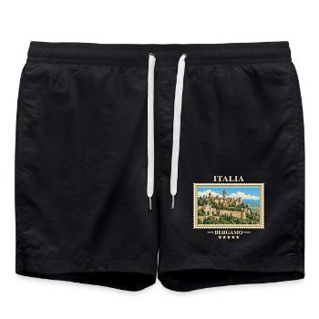 Italien Bergamo Vintage Reisemarke - Badeshorts - Schwarz - Vorne - AI Model Male 185 light (185cm)