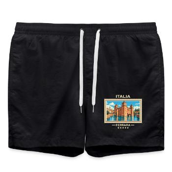 Italien Ferrara Vintage Reisemarke - Badeshorts - Schwarz - Vorne - AI Model Male 185 light (185cm)