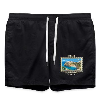 Italien Polignano a Mare Vintage Reisemarke - Badeshorts - Schwarz - Vorne - AI Model Male 185 light (185cm)