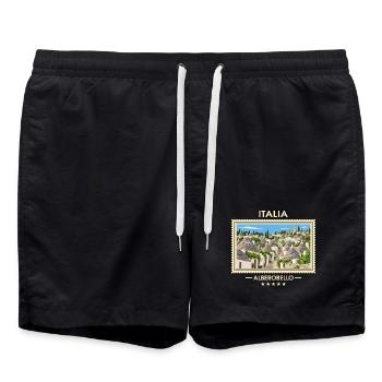 Italien Alberobello Vintage Reisemarke - Badeshorts - Schwarz - Vorne - AI Model Male 185 light (185cm)