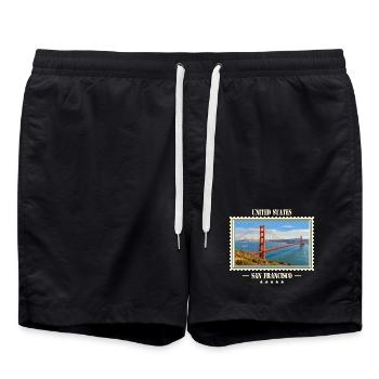 Vereinigte Staaten San Francisco Vintage Marke - Badeshorts - Schwarz - Vorne - AI Model Male 185 light (185cm)
