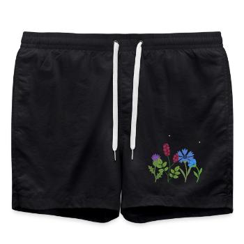 Blumen floral Naturmotiv Illustration Pflanzen - Badeshorts - Schwarz - Vorne - AI Model Male 185 light (185cm)