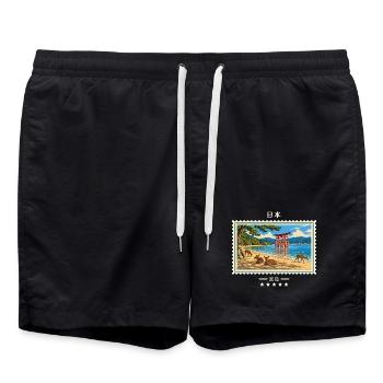 Japan Miyajima Vintage Reisemarke - Badeshorts - Schwarz - Vorne - AI Model Male 185 light (185cm)