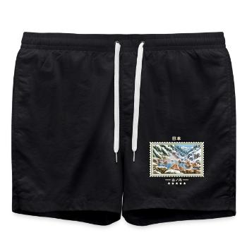 Japan Yamanouchi Vintage Reisemarke - Badeshorts - Schwarz - Vorne - AI Model Male 185 light (185cm)