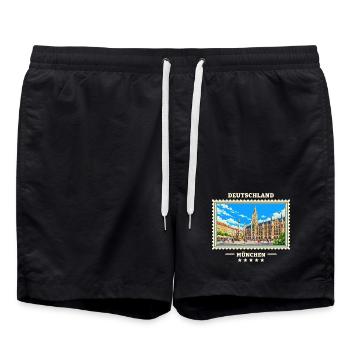 Deutschland München Vintage Reisemarke - Badeshorts - Schwarz - Vorne - AI Model Male 185 light (185cm)