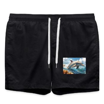 Dauphin sauteur, grand dauphin, mammifère marin - Short de bain - noir - Devant - AI Model Male 185 light (185cm)