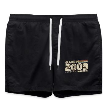 Jahrgang 2009 geboren Reo Vintage Geburtstag - Badeshorts - Schwarz - Vorne - AI Model Male 185 light (185cm)
