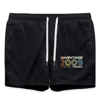 Vintage 2009 Vintage Birthday Gift Retro - Swim Trunks - black - Front - AI Model Male 185 light (185cm)