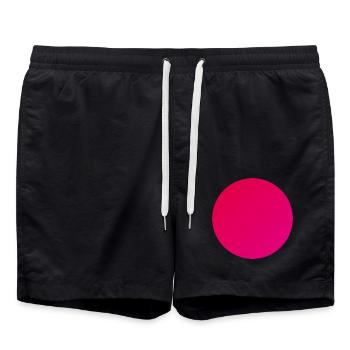 Kreis in warmen Rot - Badeshorts - Schwarz - Vorne - AI Model Male 185 light (185cm)