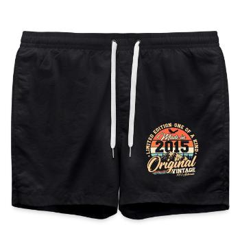 Original 2015 Vintage Vintage Birthday Retro - Swim Trunks - black - Front - AI Model Male 185 light (185cm)