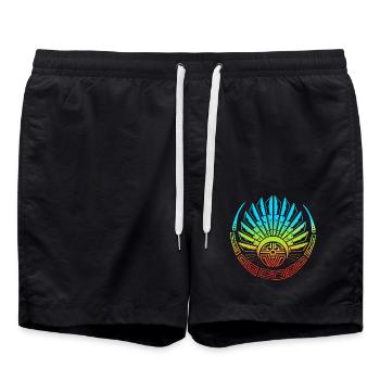 aztec Maya kalender Inka - Badeshorts - Schwarz - Vorne - AI Model Male 185 light (185cm)