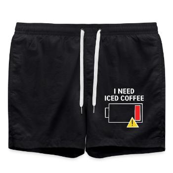 Kaffee Eiskaffee Koffein Espresso Barista Geschenk - Badeshorts - Schwarz - Vorne - AI Model Male 185 light (185cm)