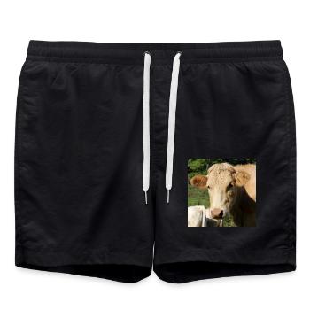 Kuh Poster - Badeshorts - Schwarz - Vorne - AI Model Male 185 light (185cm)