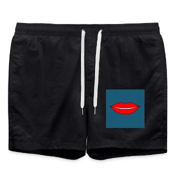 Pop Art lèvres rouge à lèvres affiche cadeau coloré - Short de bain - noir - Devant - AI Model Male 185 light (185cm)