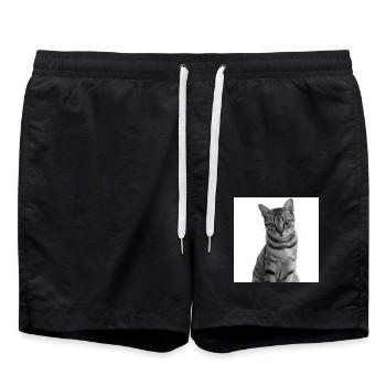 White Cat Cat White Cats Gift - Swim Trunks - black - Front - AI Model Male 185 light (185cm)