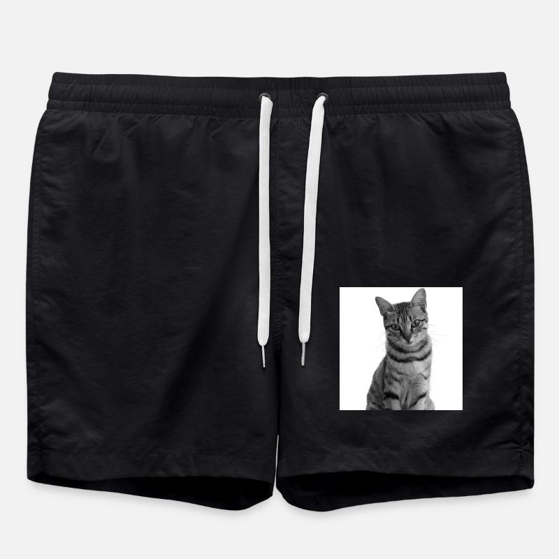 weiße Katze Katze weiß Katzen Geschenk - Badeshorts - Schwarz