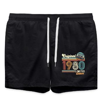 1980's Original Vintage Birthday Retro Gift - Swim Trunks - black - Front - AI Model Male 185 light (185cm)