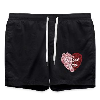 Rose Heart - Swim Trunks - black - Front - AI Model Male 185 light (185cm)
