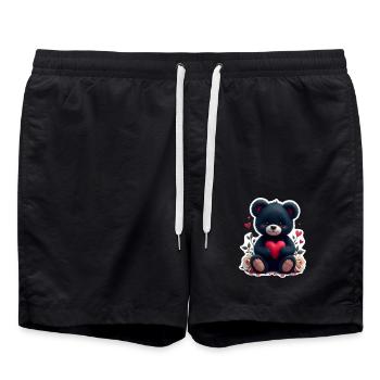 Black Teddy with Heart - Swim Trunks - black - Front - AI Model Male 185 light (185cm)