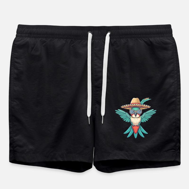Hummingbird Bird Funny Sombrero - Swim Trunks - black