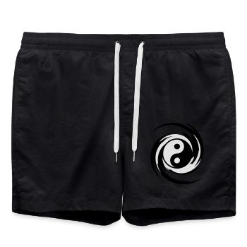 Yin Yang Swirl - Swim Trunks - black - Front - AI Model Male 185 light (185cm)