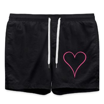 Herz Design neu Rosa - Badeshorts - Schwarz - Vorne - AI Model Male 185 light (185cm)