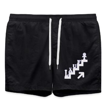 Läuft Treppenstufen Motivation - Badeshorts - Schwarz - Vorne - AI Model Male 185 light (185cm)