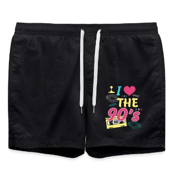 Rétro I Love 90s Outfit Heart Party Gifts - Short de bain - noir - Devant - AI Model Male 185 light (185cm)