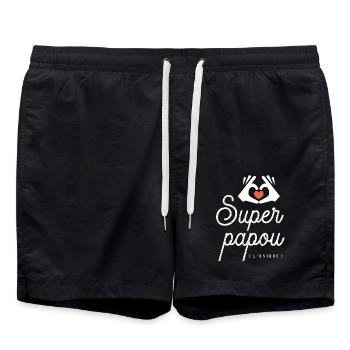 SUPER PAPOU l'unique cadeau noel fête des pères - Short de bain - noir - Devant - AI Model Male 185 light (185cm)