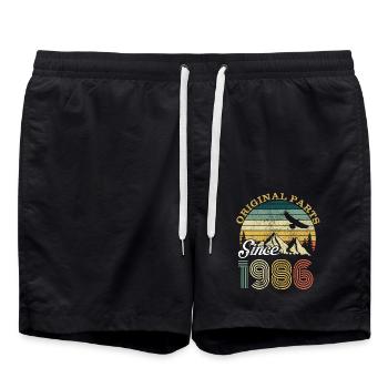 Vintage 1986 anniversaire cadeau vintage rétro - Short de bain - noir - Devant - AI Model Male 185 light (185cm)