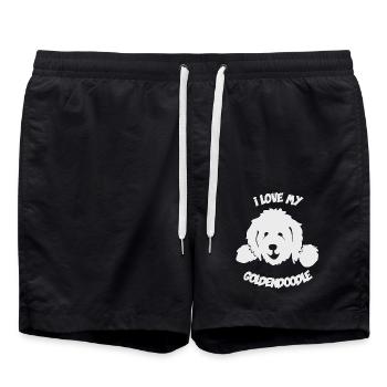 Doodle Goldendoodle Labradoodle Hund - Badeshorts - Schwarz - Vorne - AI Model Male 185 light (185cm)