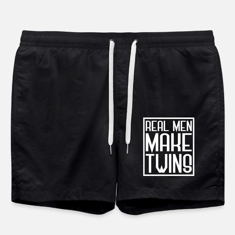 Echte Männer machen Zwillinge - glücklich Vatertagsgeschenk - Badeshorts - Schwarz