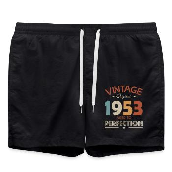 68 years vintage 1953 birthday gift 69 years - Swim Trunks - black - Front - AI Model Male 185 light (185cm)