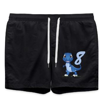 Sweet Dino for your 8th birthday - Swim Trunks - black - Front - AI Model Male 185 light (185cm)