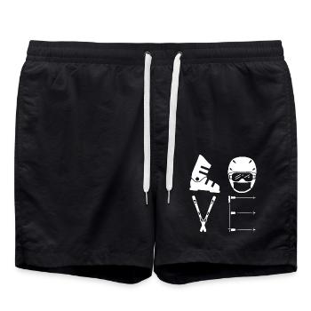 SKI - Love - Skifahren - Liebe - Sport - Badeshorts - Schwarz - Vorne - AI Model Male 185 light (185cm)