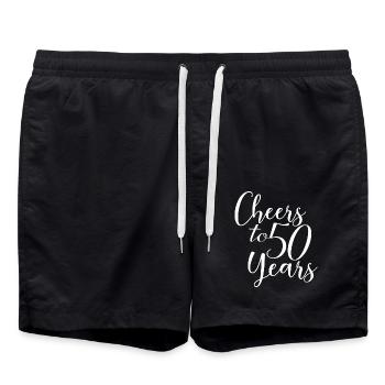 Cheers To 50 Years - Birthday or Anniversary Gift - Swim Trunks - black - Front - AI Model Male 185 light (185cm)