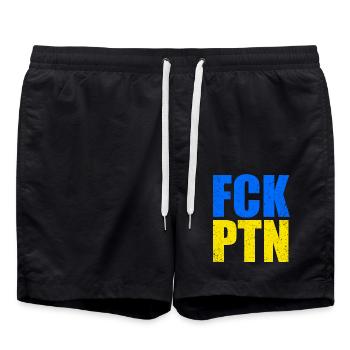 FCK PTN | Peace in Ukraine - Swim Trunks - black - Front - AI Model Male 185 light (185cm)