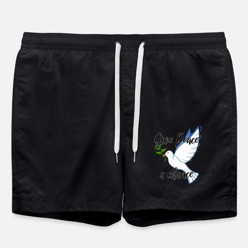 give peace a chance pigeon - Swim Trunks - black
