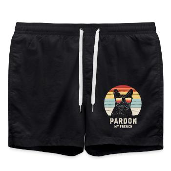 Französische Bulldogge - Badeshorts - Schwarz - Vorne - AI Model Male 185 light (185cm)