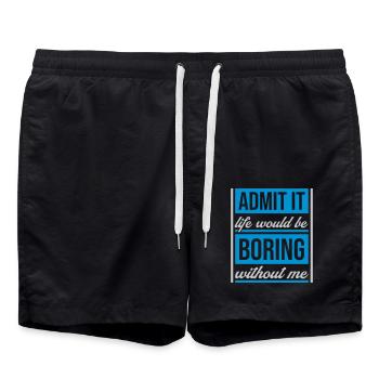 vie ennuyeuse sans moi - Short de bain - noir - Devant - AI Model Male 185 light (185cm)