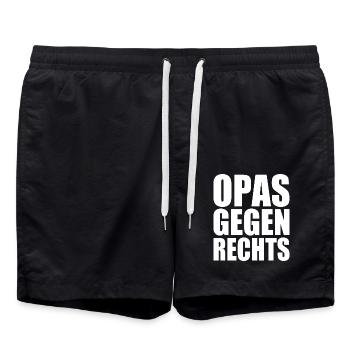 Opas gegen rechts - Badeshorts - Schwarz - Vorne - AI Model Male 185 light (185cm)