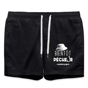 Bientôt pêcheur comme papa - Short de bain - noir - Devant - AI Model Male 185 light (185cm)