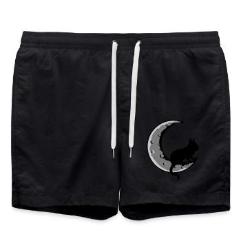 Faucille Lune Chat Noir - Short de bain - noir - Devant - AI Model Male 185 light (185cm)