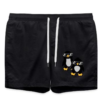 Pinguine Crew 2 Freunde - Badeshorts - Schwarz - Vorne - AI Model Male 185 light (185cm)