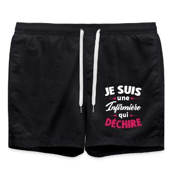Je Suis Une Infirmière Qui Déchire - Short de bain - noir - Devant - AI Model Male 185 light (185cm)