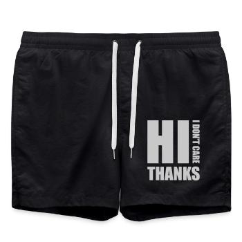 Hi I don't care - Swim Trunks - black - Front - AI Model Male 185 light (185cm)